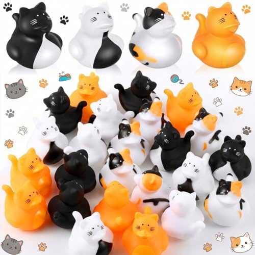 Deekin Rubber Ducks 2 Inch Animal Party Favors Small Rubber Ducks for Cruise Ships for Shower Birthday Gift Activity Theme Party24 PcsCat - Image 1