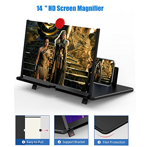 Fopudy 14" Screen Magnifier for Cell Phone, Mobile Phone 3D HD Magnifying Projector Screen Enlarger for Movies, Videos and Gaming, Foldable Phone Stand with Screen Amplifier,Gifts for Mom Dad - Image 2
