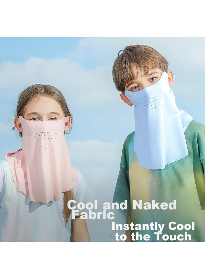 Moremerry Children's Sun Protection Face Mask For Boys And Girls, Uv-resistant Summer Sunshade Ice Silk Cool Breathable Face Mask, Cherry Blossom Pink, L - Image 5
