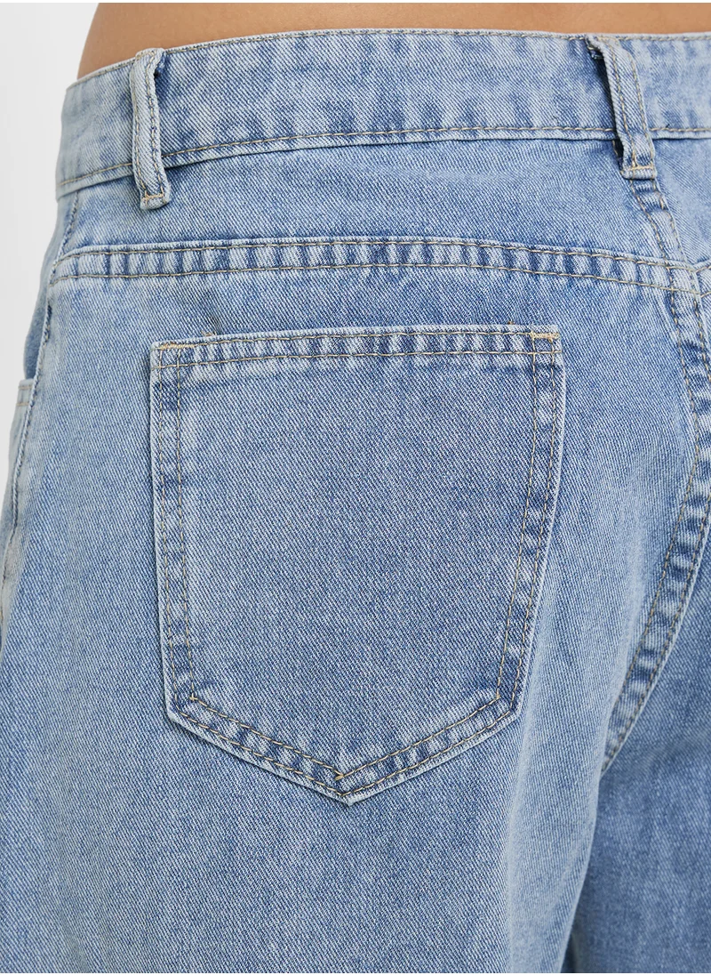 Ginger Mid Rise Straight Fight Bleached Jeans