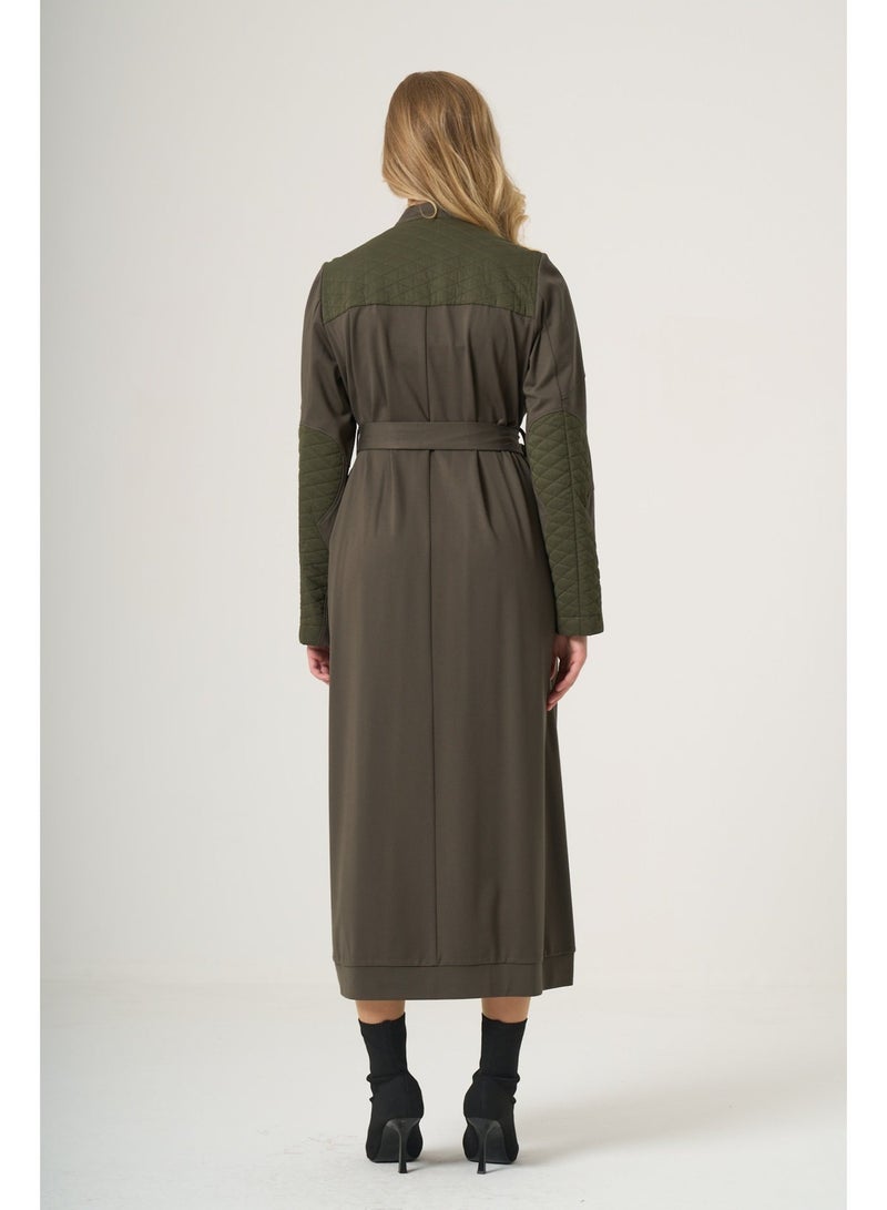 MissWhence Quilted Detail Coat - Khaki - Image 2