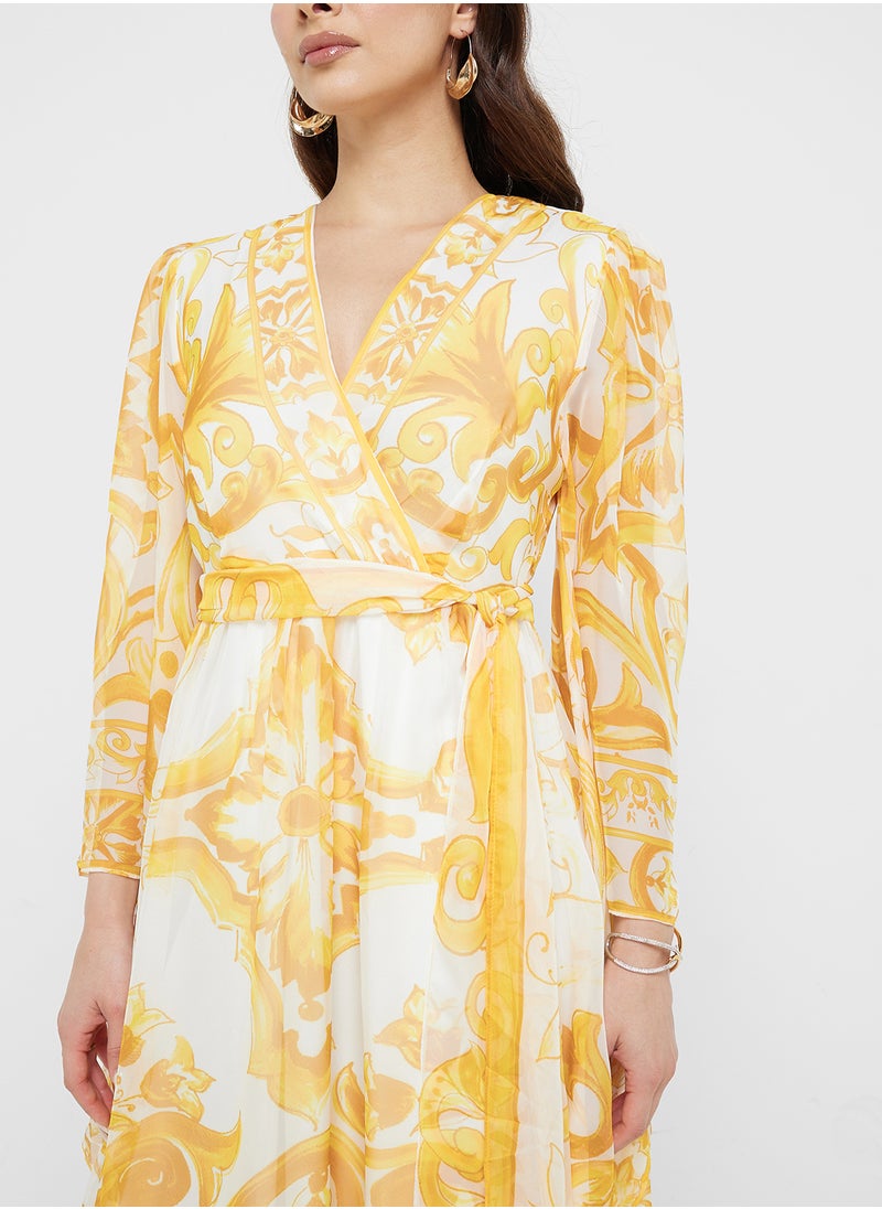 Khizana - Belted Dress With Flare Sleeves - Image 1