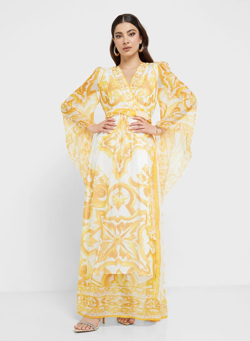 Khizana Floral Chiffon Maxi Dress
