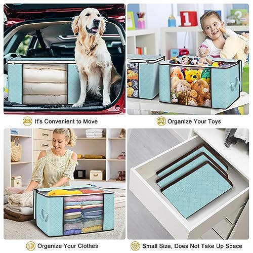 Budding Joy 90 L Large Storage Bags, 6 Pack Clothes Storage Bins Foldable Closet Organizer Storage Containers Storage and Organization for Clothes, Blanket, Comforters, Bed Sheets, Pillows (Blue) - Image 5