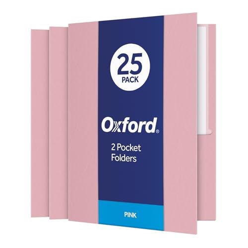 Oxford TwinPocket Folders Textured Paper Letter Size Pink Holds 100 Sheets Box of 25 57568EE