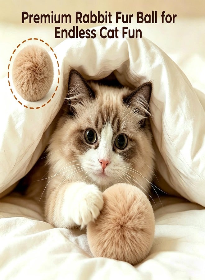 Rabbit Fur Ball Cat Toy, Soft Plush Catnip Cat Toys for Indoor Cats, Durable Kitten Chew Toys for Biting, Natural Fur Cat Toys for All Breeds of Cats(3PCS) - Image 4