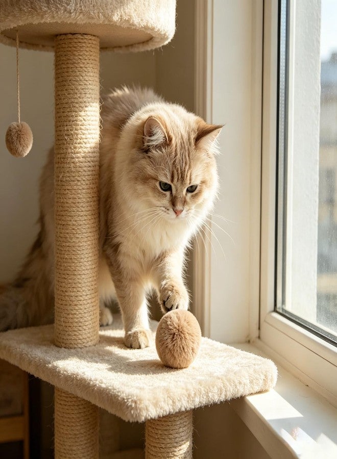 Rabbit Fur Ball Cat Toy, Soft Plush Catnip Cat Toys for Indoor Cats, Durable Kitten Chew Toys for Biting, Natural Fur Cat Toys for All Breeds of Cats(3PCS) - Image 5