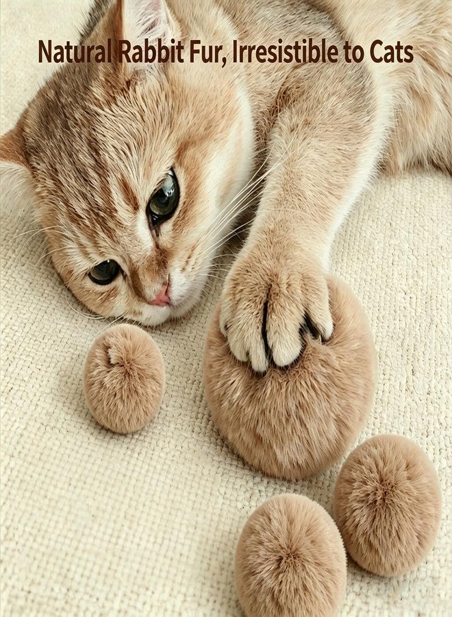 Rabbit Fur Ball Cat Toy, Soft Plush Catnip Cat Toys for Indoor Cats, Durable Kitten Chew Toys for Biting, Natural Fur Cat Toys for All Breeds of Cats(3PCS) - Image 2