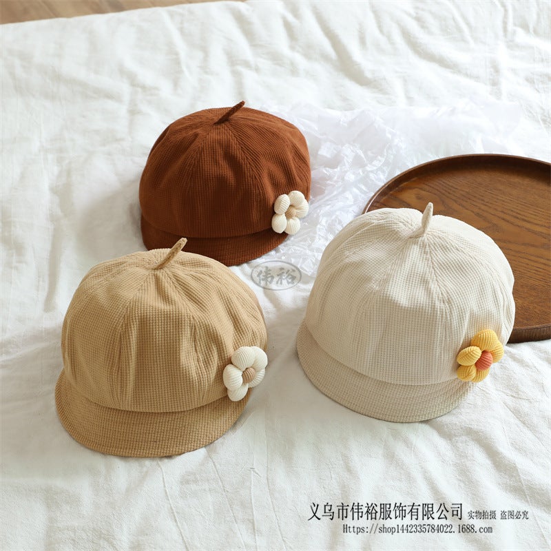 Ins Korean Style Baby Hat New Western Style Small Flower Children Pumpkin Hat Fashion Girl Beret - Image 4
