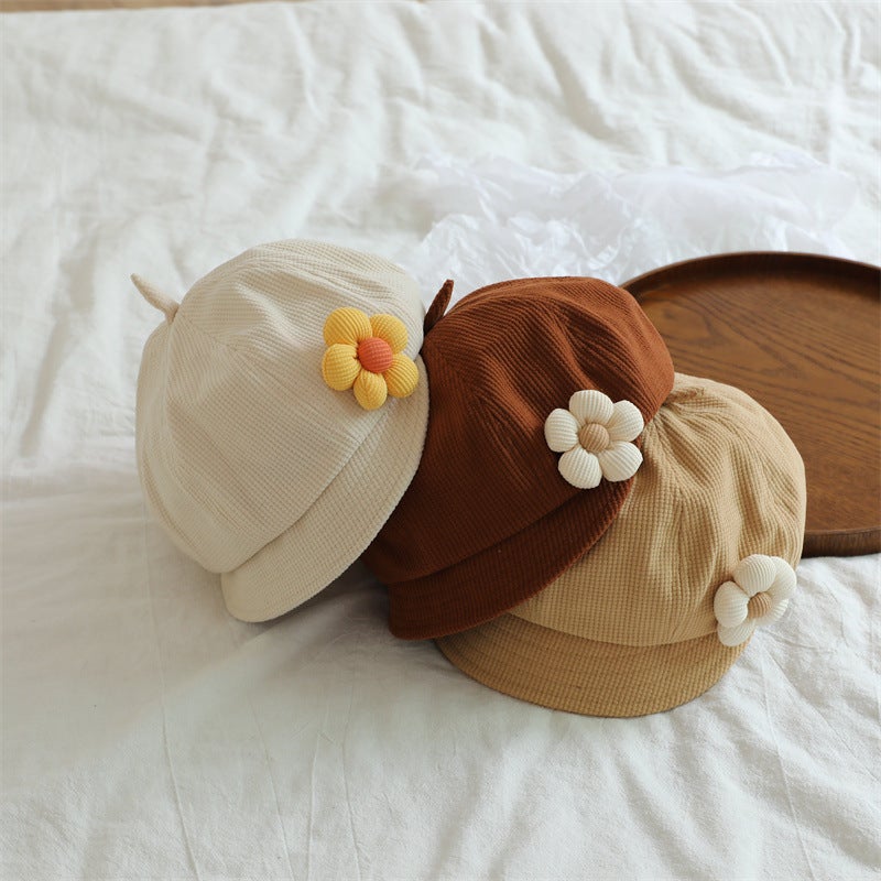 Ins Korean Style Baby Hat New Western Style Small Flower Children Pumpkin Hat Fashion Girl Beret - Image 2