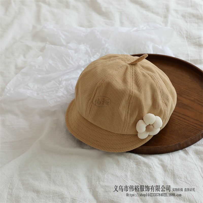 Ins Korean Style Baby Hat New Western Style Small Flower Children Pumpkin Hat Fashion Girl Beret - Image 1
