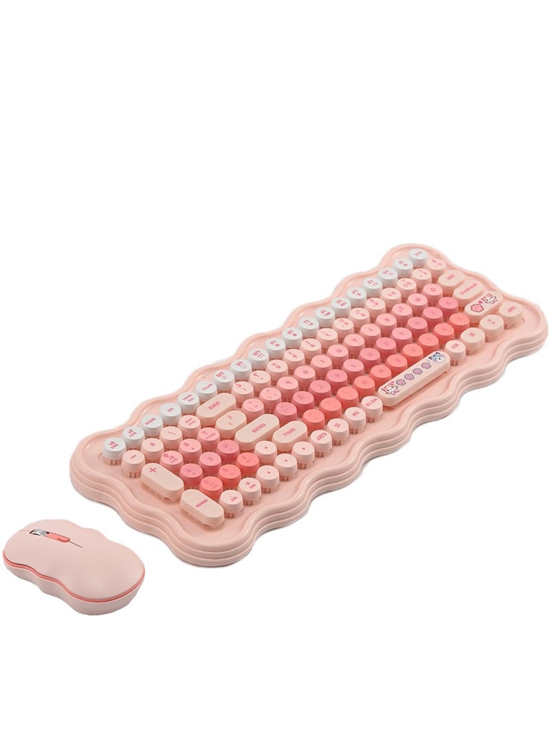 Generic Mechanical Wireless Keyboard and Mouse Combo – 98 Round Keys 2.4GHz Wireless Connection | Compatible with Windows, Mac, Android | Ergonomic Design for Gaming & Office | Fashionable Retro Look | Mechanical Capacitive Keys | USB Interface | Comfortable & Precise Typing Experience  - Image 1