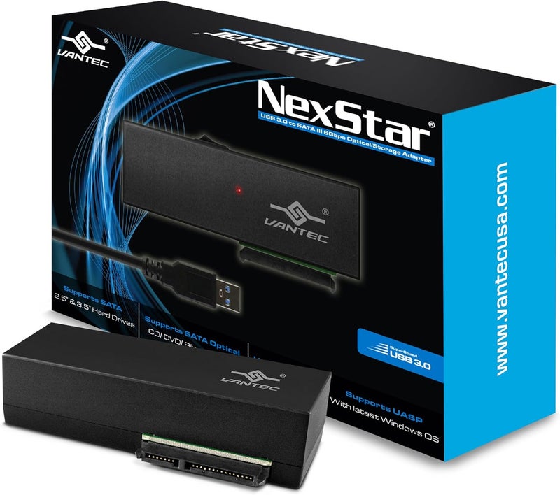 Vantec CB-ST00U3 NexStar USB 3.0 to SATA 6Gbps Optical/Storage Adapter, Black - Image 1