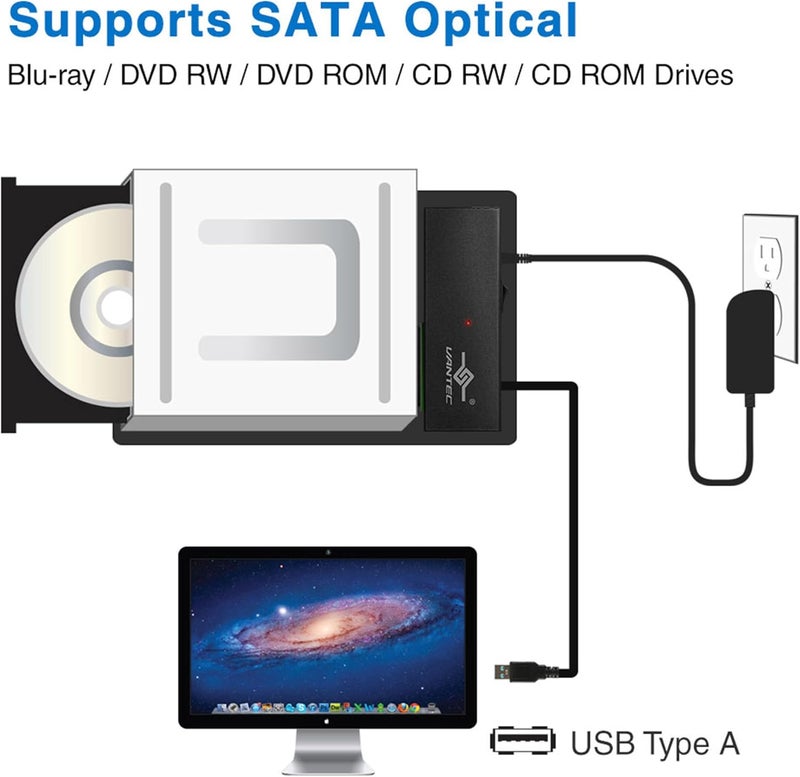 Vantec CB-ST00U3 NexStar USB 3.0 to SATA 6Gbps Optical/Storage Adapter, Black - Image 3