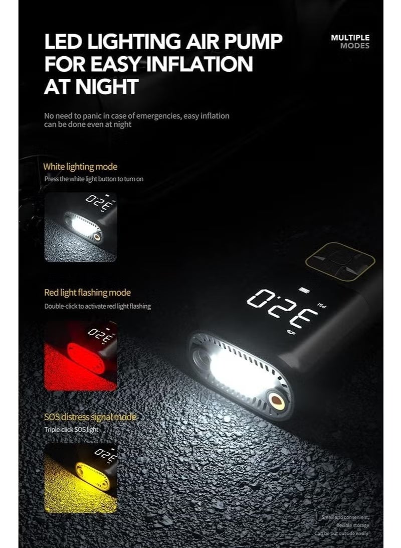 Rabos Portable Car Air Pump | Digital Tire Inflator with LED Display, 150 PSI, Rechargeable USB-C | Cordless Air Compressor for Car, Motorcycle, Bike, Sports Balls & Inflatables - Image 5