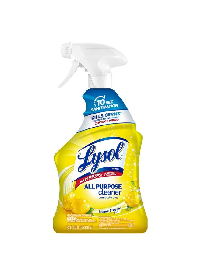 Lysol All Purpose Cleaner Spray, Multi-Purpose Disinfecting Spray, Kitchen & Bathroom Cleaner, Lemon Breeze Scent, 32 Fl Oz