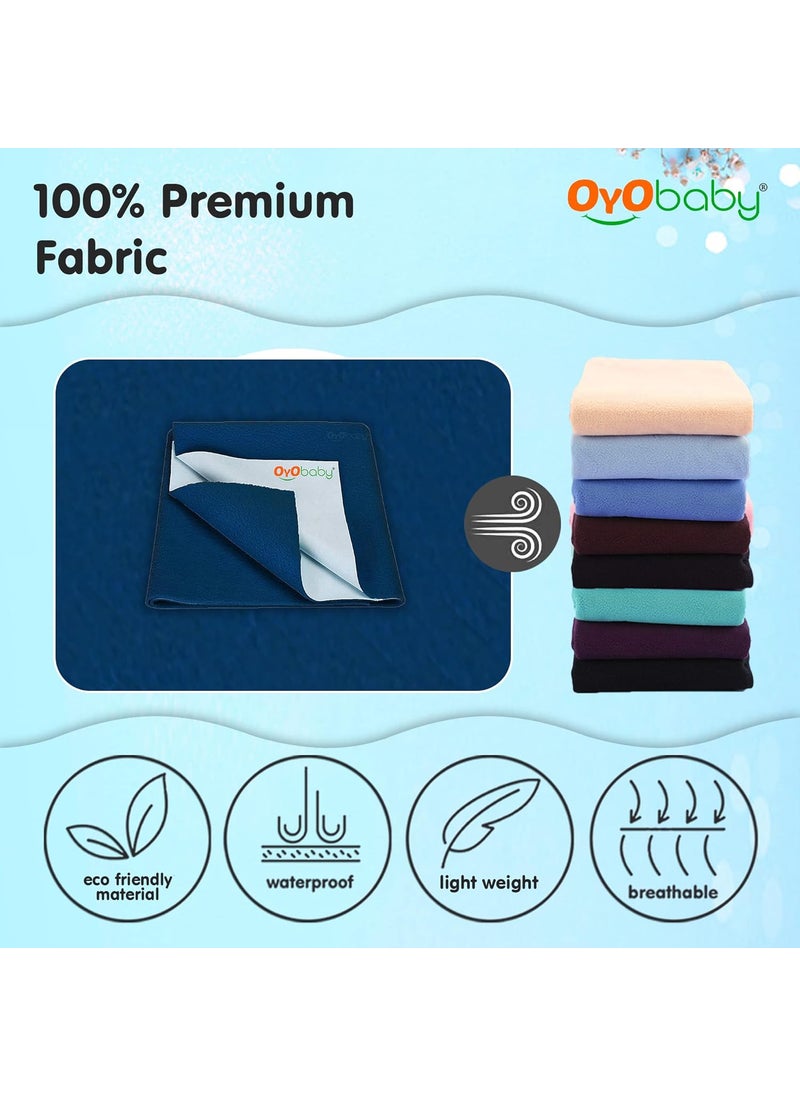 OYO BABY - OYO BABY Extra Absorbent Waterproof Baby Dry Sheet Large Size (140x100cm) – Pack of 2 – Quick Dry Sheet for Bed Protector, Soft & Breathable Dark Blue + Maroon - Image 1