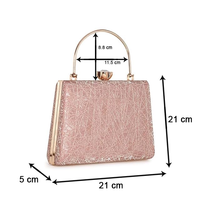Zaib Bridal Partyware Clutch for Women – Elegant Evening Purse, Wedding Accessories, Satin Shoulder Bag for Brides, Bridesmaids, Formal Occasions, Prom, and Cocktail Parties (Pink - 50 No) - Image 2