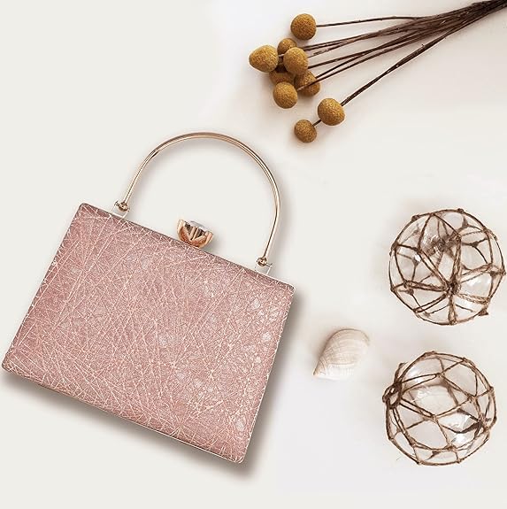 Zaib Bridal Partyware Clutch for Women – Elegant Evening Purse, Wedding Accessories, Satin Shoulder Bag for Brides, Bridesmaids, Formal Occasions, Prom, and Cocktail Parties (Pink - 50 No) - Image 4