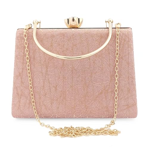 Zaib Bridal Partyware Clutch for Women – Elegant Evening Purse, Wedding Accessories, Satin Shoulder Bag for Brides, Bridesmaids, Formal Occasions, Prom, and Cocktail Parties (Pink - 50 No) - Image 1