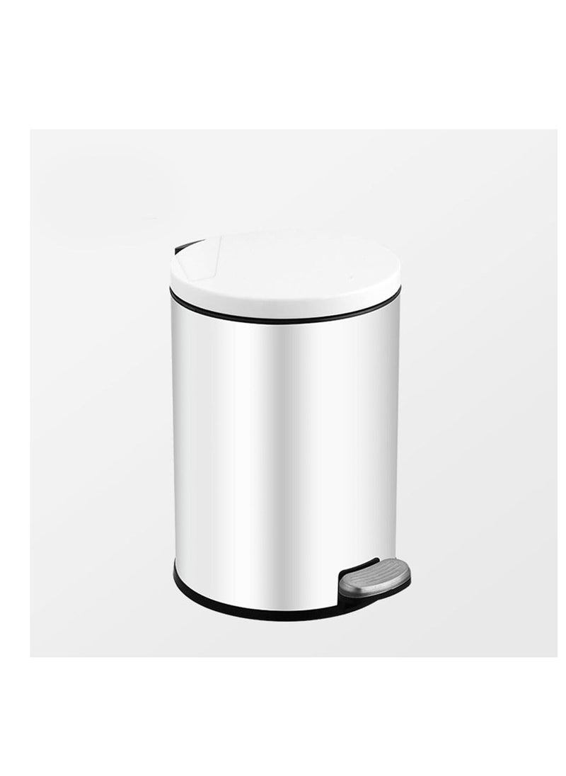 Generic Stainless Steel Double Layer Dustbin with Pedal and Lid For Bathroom Kitchen,Silent Lidded Trash Bin,Fingerprint-Proof Modern Garbage Can,Round Bucket with Handle for Home Office (White, 12L)  - Image 1