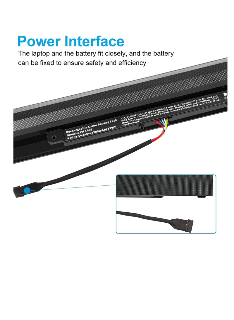 L15L4A01 Replacement Battery Compatible for Lenovo B50-50 B71-80 V4400 Ideapad 100-14IBD 100-15IBD Series; Replacement for L15L4A01 L15M4A01 L15S4A01 L15S4E01(14) .8V 22 00 mAh) - Image 3