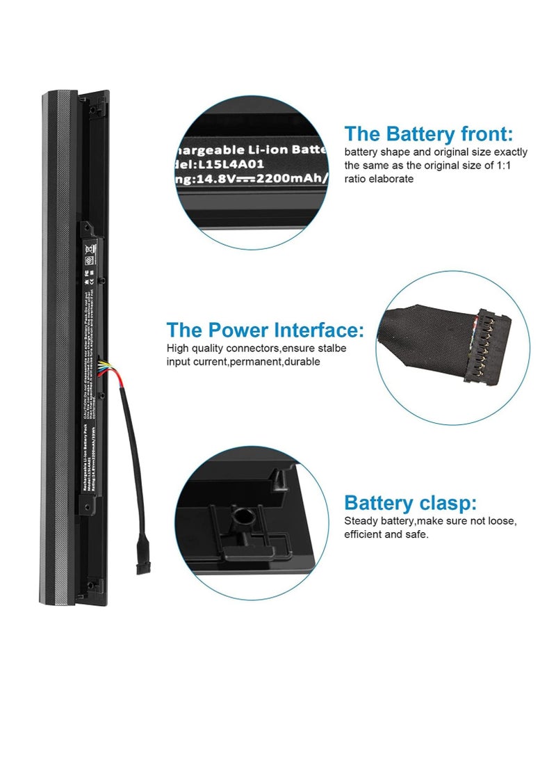 L15L4A01 Replacement Battery Compatible for Lenovo B50-50 B71-80 V4400 Ideapad 100-14IBD 100-15IBD Series; Replacement for L15L4A01 L15M4A01 L15S4A01 L15S4E01(14) .8V 22 00 mAh) - Image 2