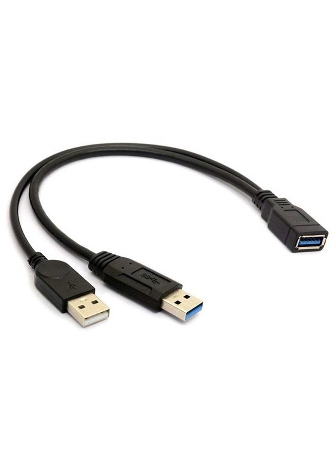 ANRANK محول كابل Y أسود USB 3.0 أنثوي إلى مزدوج USB ذكر مع طاقة إضافية لتمديد البيانات - Image 1