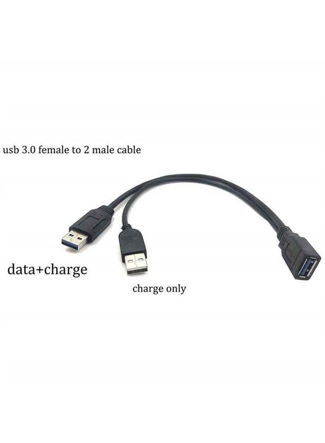 ANRANK محول كابل Y أسود USB 3.0 أنثوي إلى مزدوج USB ذكر مع طاقة إضافية لتمديد البيانات - Image 3