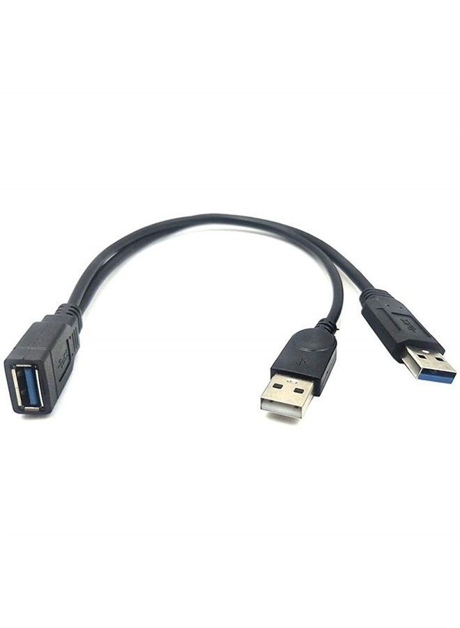 ANRANK محول كابل Y أسود USB 3.0 أنثوي إلى مزدوج USB ذكر مع طاقة إضافية لتمديد البيانات - Image 2