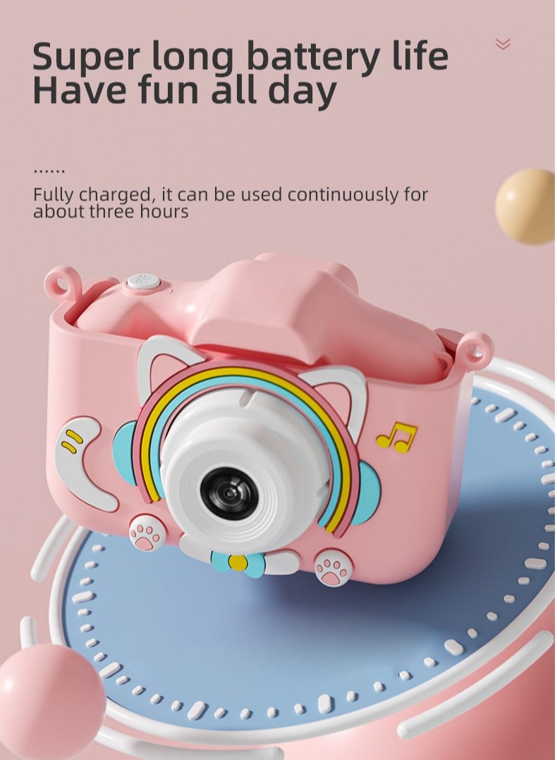 كاميرا للأطفال، لعبة كاميرا فيديو رقمية عالية الدقة 1080 بكسل للأولاد والبنات من عمر 3-12 عامًا، هدايا عيد ميلاد للأطفال، كاميرا سيلفي للأطفال قابلة لإعادة الشحن عبر USB مع بطاقة SD سعة 32 جيجابايت وقارئ بطاقات (وردي) - Image 2
