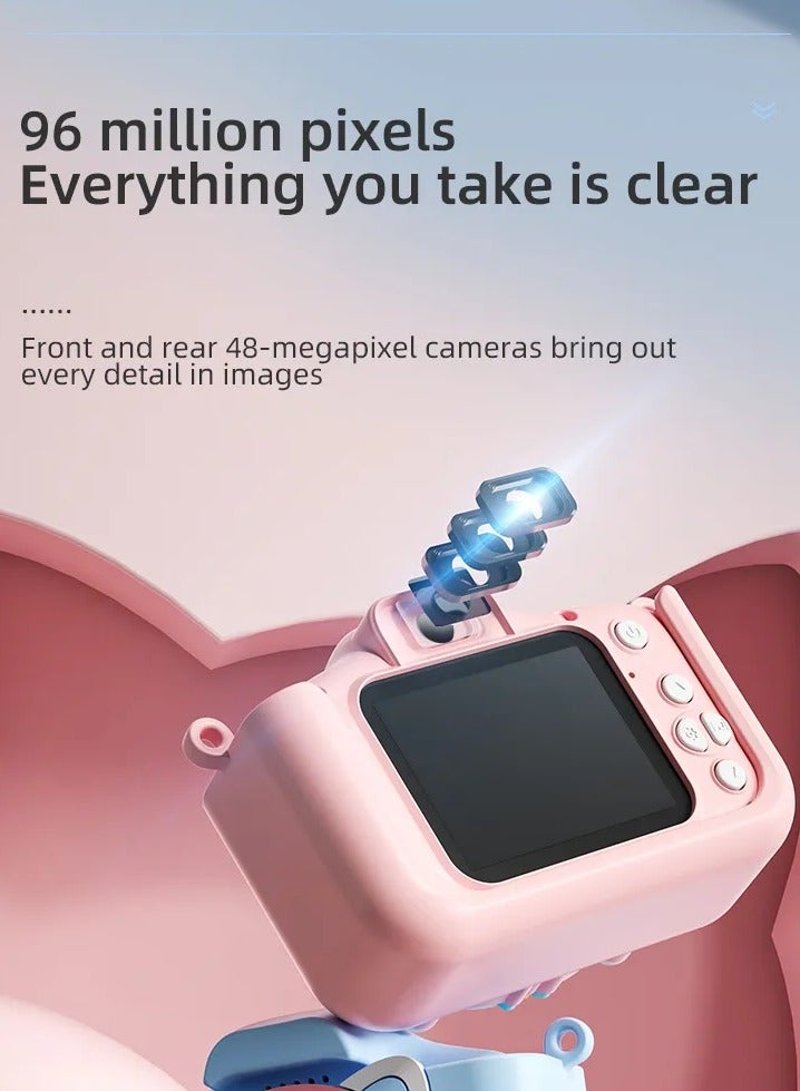 كاميرا للأطفال، لعبة كاميرا فيديو رقمية عالية الدقة 1080 بكسل للأولاد والبنات من عمر 3-12 عامًا، هدايا عيد ميلاد للأطفال، كاميرا سيلفي للأطفال قابلة لإعادة الشحن عبر USB مع بطاقة SD سعة 32 جيجابايت وقارئ بطاقات (وردي) - Image 3