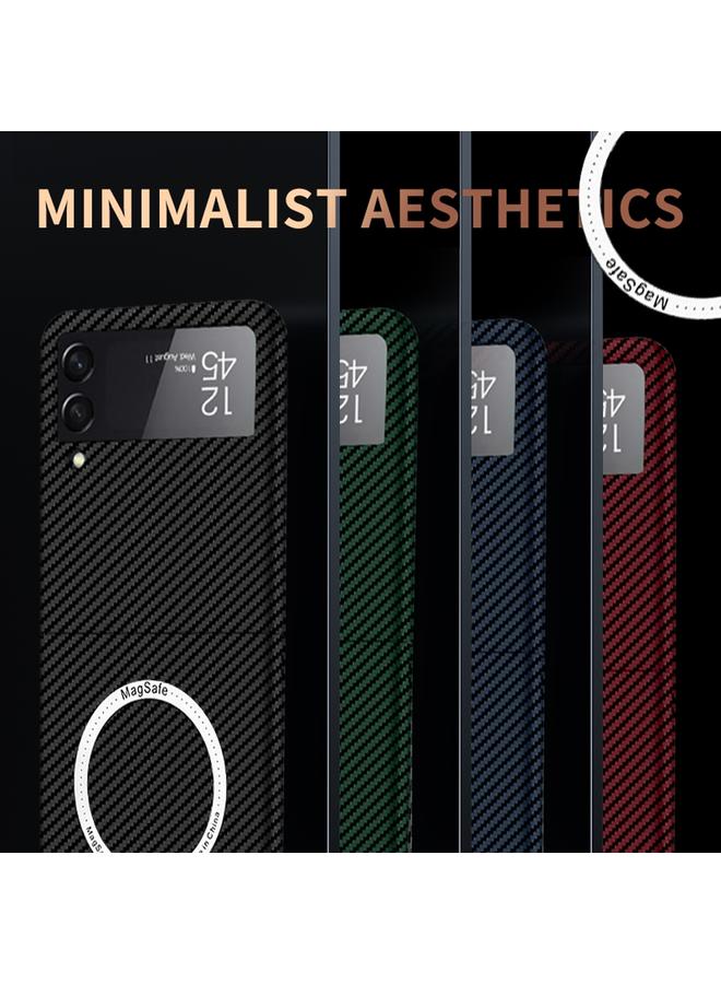 S-TOP Case For Samsung Galaxy Z Flip3 5G Carbon Fiber Texture MagSafe Magnetic Phone Case - Image 3