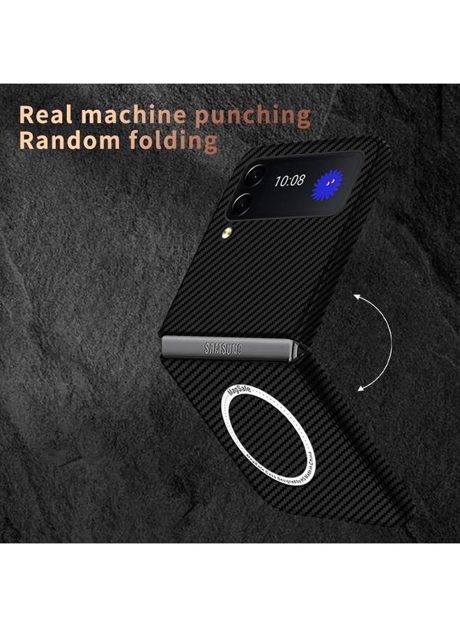 S-TOP Case For Samsung Galaxy Z Flip3 5G Carbon Fiber Texture MagSafe Magnetic Phone Case - Image 4