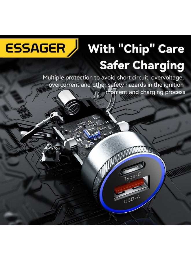 ESSAGER 54W Dual Port Car Charger, Fast Car Charger Adapter, Mini Cigarette Lighter Charger for iPhone, Samsung, Huawei and More, with LED Indicator - Image 5
