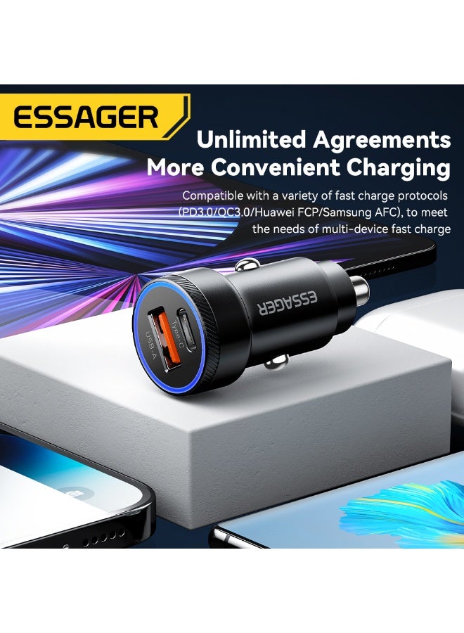 ESSAGER 54W Dual Port Car Charger, Fast Car Charger Adapter, Mini Cigarette Lighter Charger for iPhone, Samsung, Huawei and More, with LED Indicator - Image 3