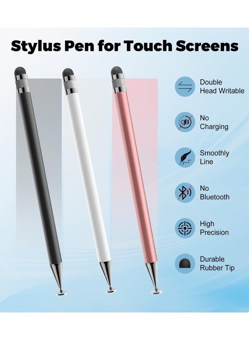 Stylus(3pcs), 2-in-1 Stylus Pen for Touch Screen, High Precision & Sensitivity Pen for iPad Pencil, Compatible with Nintendo Switch 2/iPhone/Android/Samsung, All Touch Screens (Black White Pink) - Image 2