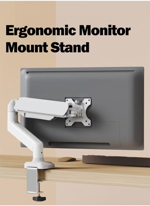 Single Monitor Mount Stand Articulating Gas Spring Monitor Arm with Clamp Base Fits 13 to 32 Inch LCD Computer Monitors