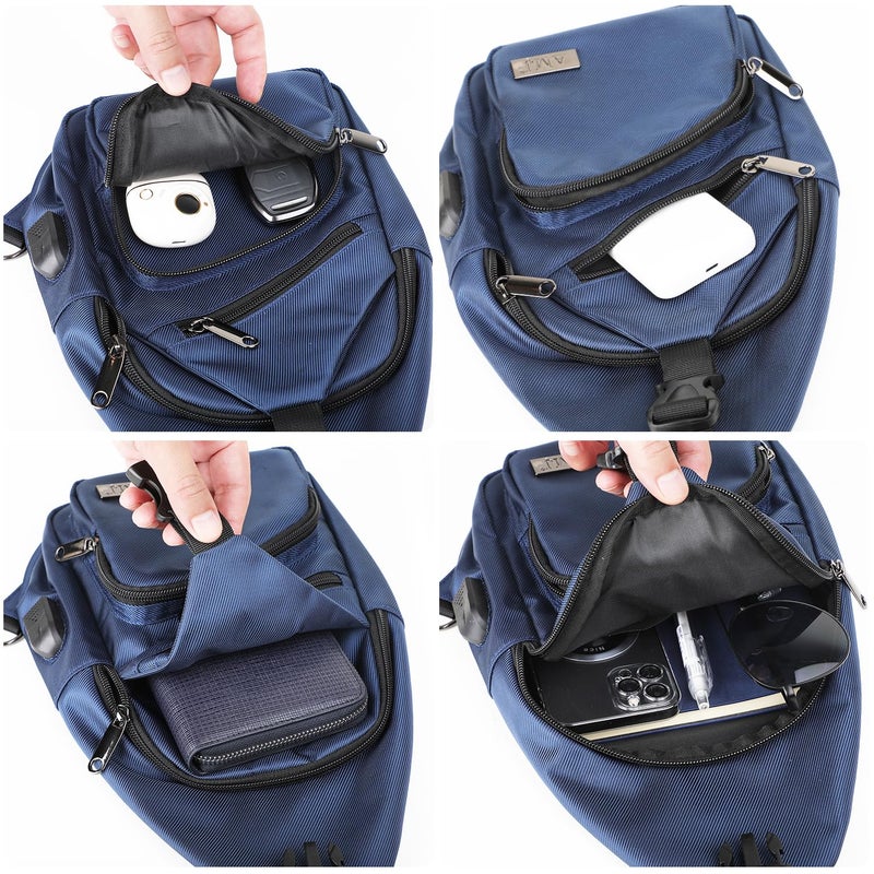 Amj Crossbody Sling Bag Men  Casual Shoulder Backpack  Chest Daypack Satchel For Hiking Travel(Large Blue) - Image 5