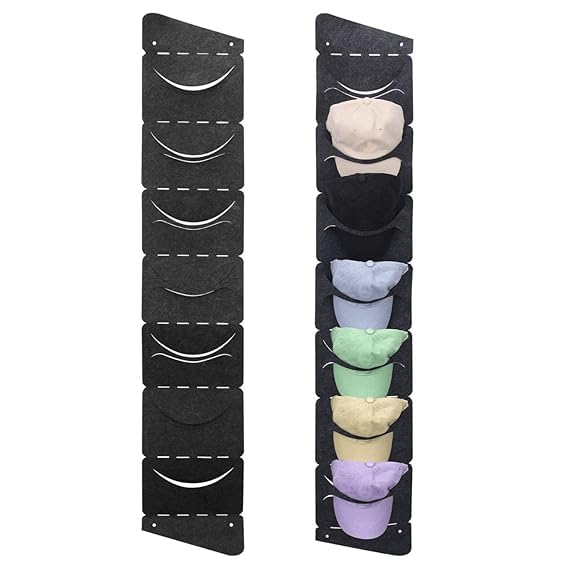 SHOPECOM 1 Layer 7 Pocket Hat Rack for Wall to Store and Display Your Stylish Hat Collection Wall Hanging Cap Display Holder Stylish All Type of Cap Holder Collector Protector for Cap Pack of 1 - Image 1