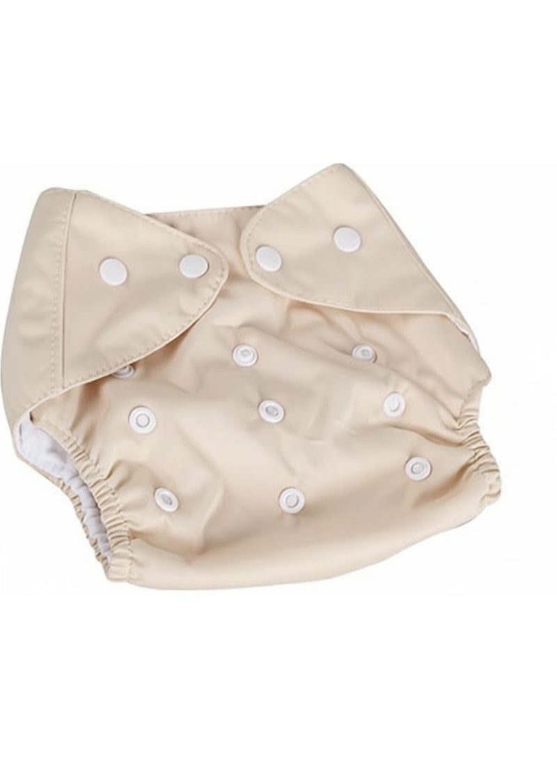 حفاضات قماشية قابلة للغسل للأطفال بنظام الجيب – فرو ناعم بيج – قطن مقاوم للمياه – مقاس قابل للتعديل من 0-3 سنوات - Image 1