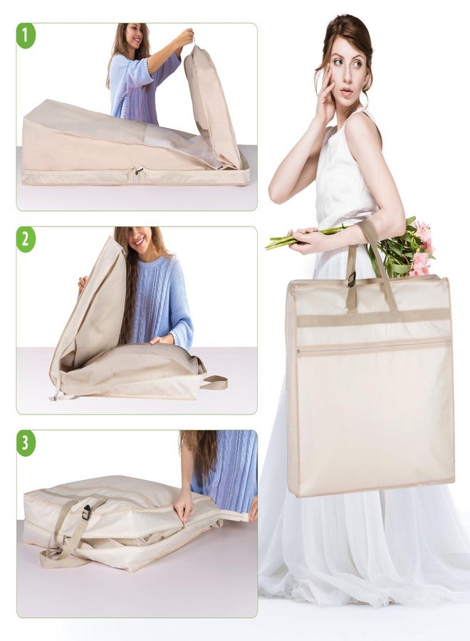 KEEGH Wedding Dress Garment Bag, 72” Tri-fold Bridal Dress Bags for Gowns, With Accessory Pockets and Adjustable Buckle Dress Cover for Wedding/Prom/Travel/Closet Storage (Beige) - Image 4