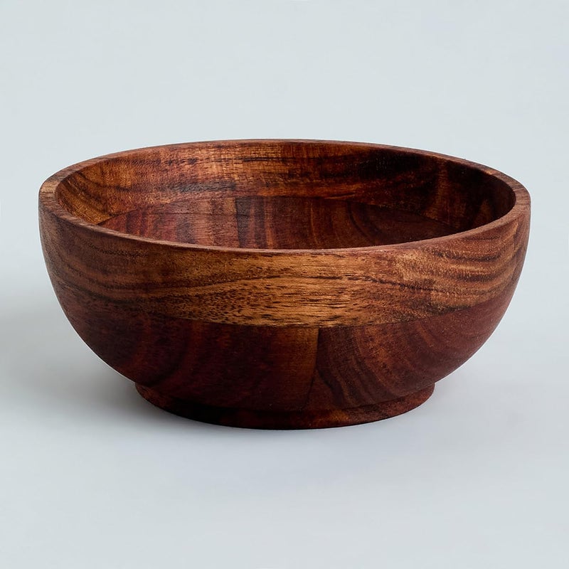 Saaga Acacia Round Wooden Bowl 2Pcs Set 5 Inch X 225 Inch Multipurpose Bowls Set for Soup Salad Fruits Vegetable Dough Making Snacks - Image 4