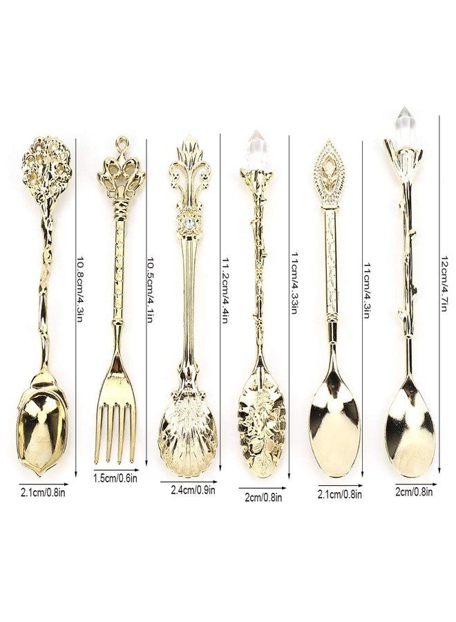 Zerodis 6Pcs Vintage Coffee Teaspoons Zinc Alloy Long Handle Anti-Burn Retro Dessert Tableware Set for Tea Espresso Ice Cream Home Bar - Image 2
