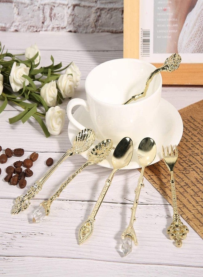 Zerodis 6Pcs Vintage Coffee Teaspoons Zinc Alloy Long Handle Anti-Burn Retro Dessert Tableware Set for Tea Espresso Ice Cream Home Bar - Image 1