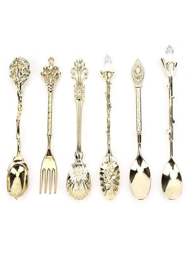 Zerodis 6Pcs Vintage Coffee Teaspoons Zinc Alloy Long Handle Anti-Burn Retro Dessert Tableware Set for Tea Espresso Ice Cream Home Bar - Image 4