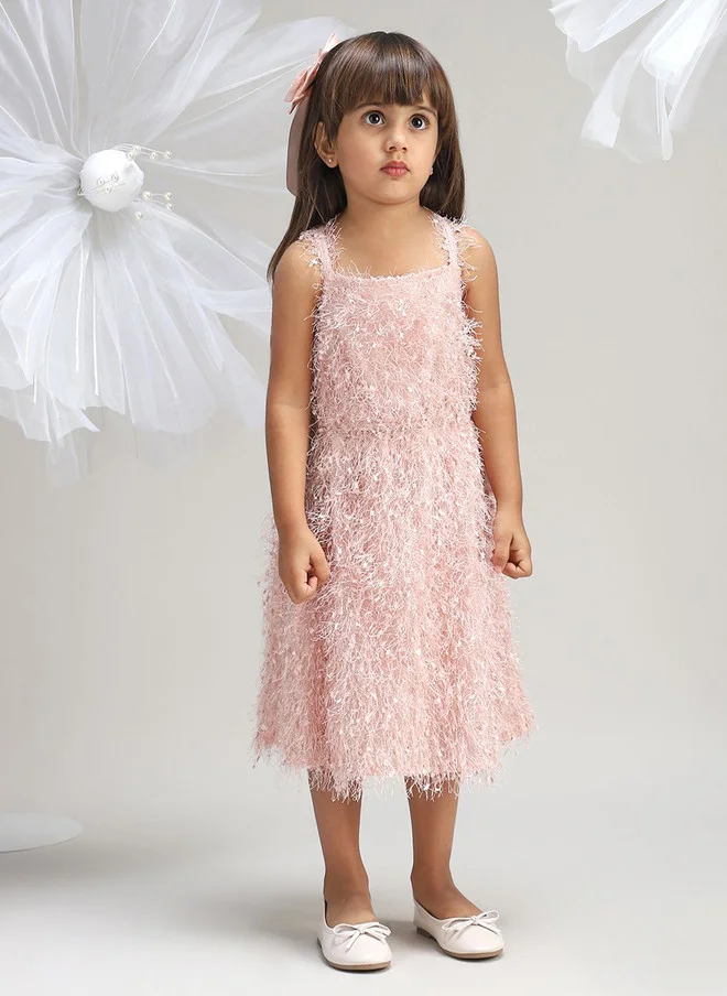 Bonkids BONKIDS Pink Fit & Flare Midi Dress for Girls