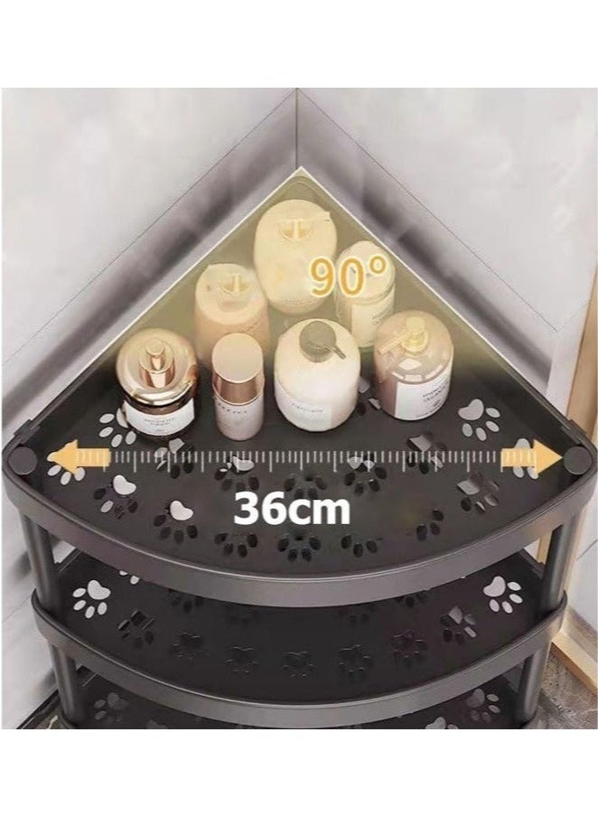 Bukela 4-Tier Storage Cart, Triangle Corner Shelf Rack, Utility Rolling Cart Kitchen Storage Organizer, Mobile Shelving Unit Cart with Wheels for Bathroom, Laundry, Living Room (Black) - Image 4