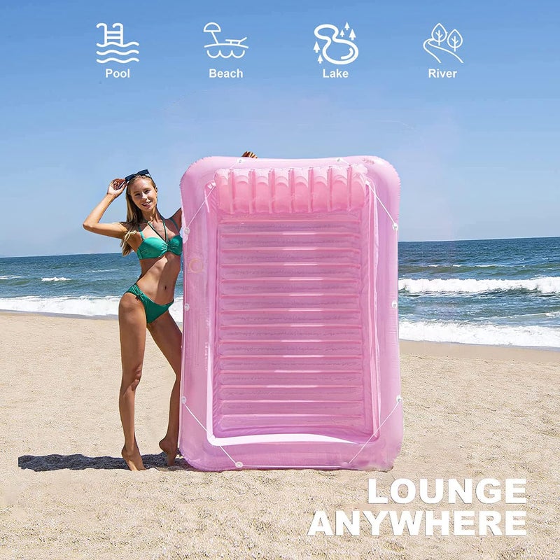 SLLAK Inflatable Pool Floats Lounger for Adults, Blow Up Tanning Pool Raft Sun Tan Tub with Inflatable Pillow for Family Outdoor, Garden, Backyard Summer Water Party (14+ Year Old) - Image 4