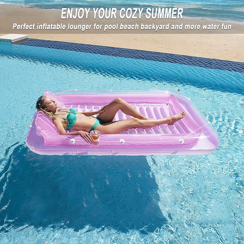 SLLAK Inflatable Pool Floats Lounger for Adults, Blow Up Tanning Pool Raft Sun Tan Tub with Inflatable Pillow for Family Outdoor, Garden, Backyard Summer Water Party (14+ Year Old) - Image 5
